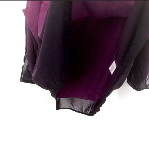 db established 1962 Purple Ombré Chiffon Blouse With Tank Roll Tab Sleeves 3X - Picture 6 of 12